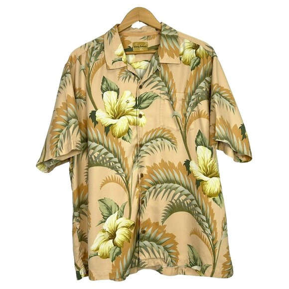 Tommy Bahama Shirt Mens Size XL Floral Silk Short Sleeve Button Up Hawaiian - Picture 1 of 4